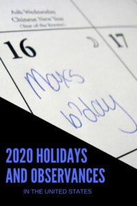 2020 Holidays and Observances in the United States